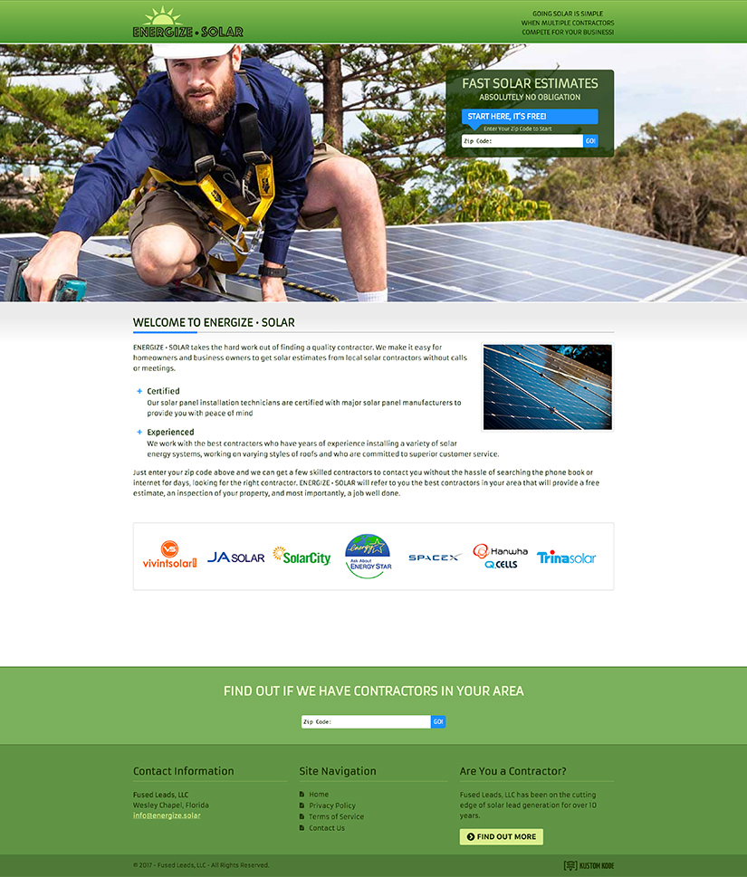 Web Design for Solar Panel Company